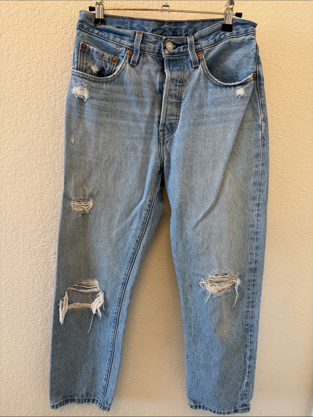 Levi's Light Blue Ripped Boyfriend Jeans